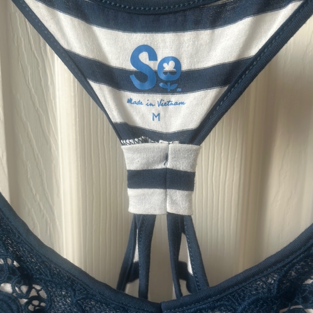 Striped Navy and White Tank Top